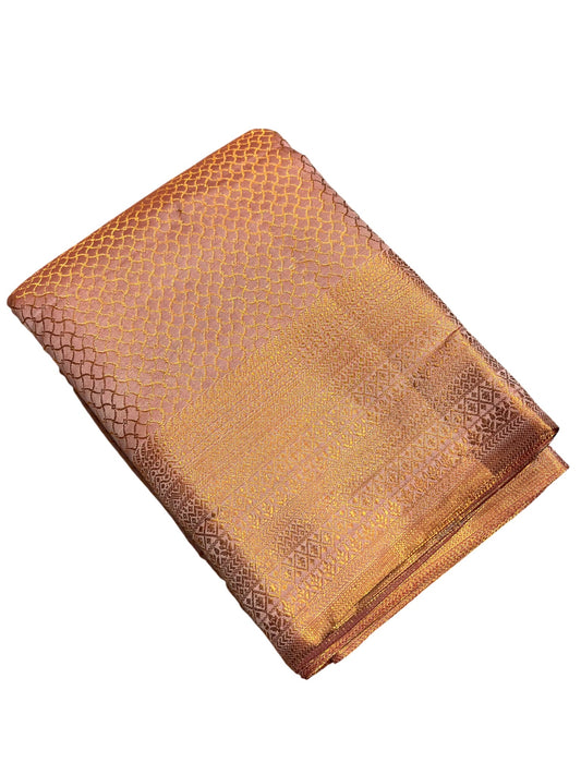 Southloom Brocade Silk Bridal Saree WIth Woven Borders And Blouse Piece