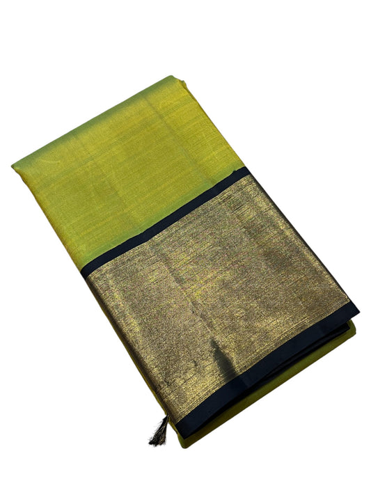 Southloom Premium Bridal Handloom Kanchipuram Silk Saree With Korvai Works (Green)