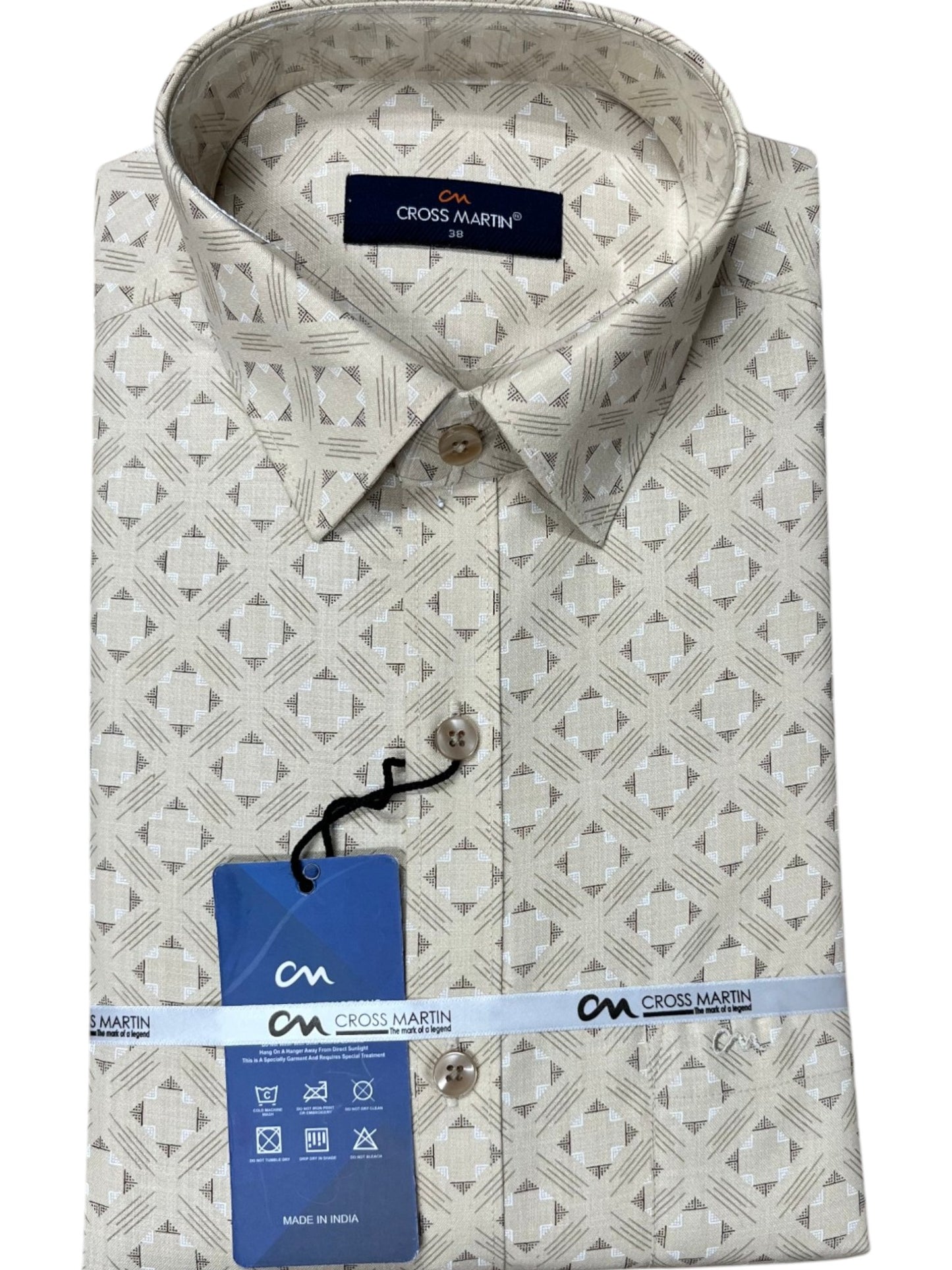 Southloom Pure Cotton Beige Printed Shirt SLSHIRT 38FS