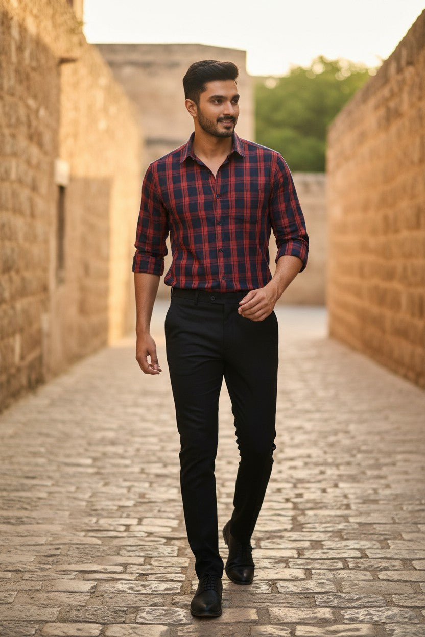 Southloom Pure Cotton Blue Check Shirt SLSHIRT 44 FS