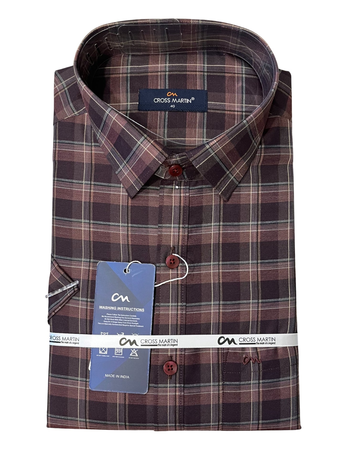 Southloom Pure Cotton Brown Cheack Shirt (40 HS)
