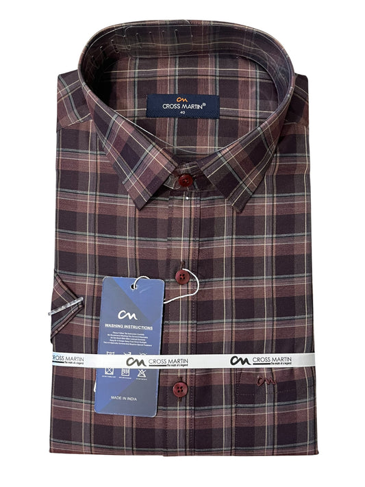 Southloom Pure Cotton Brown Cheack Shirt (40 HS)