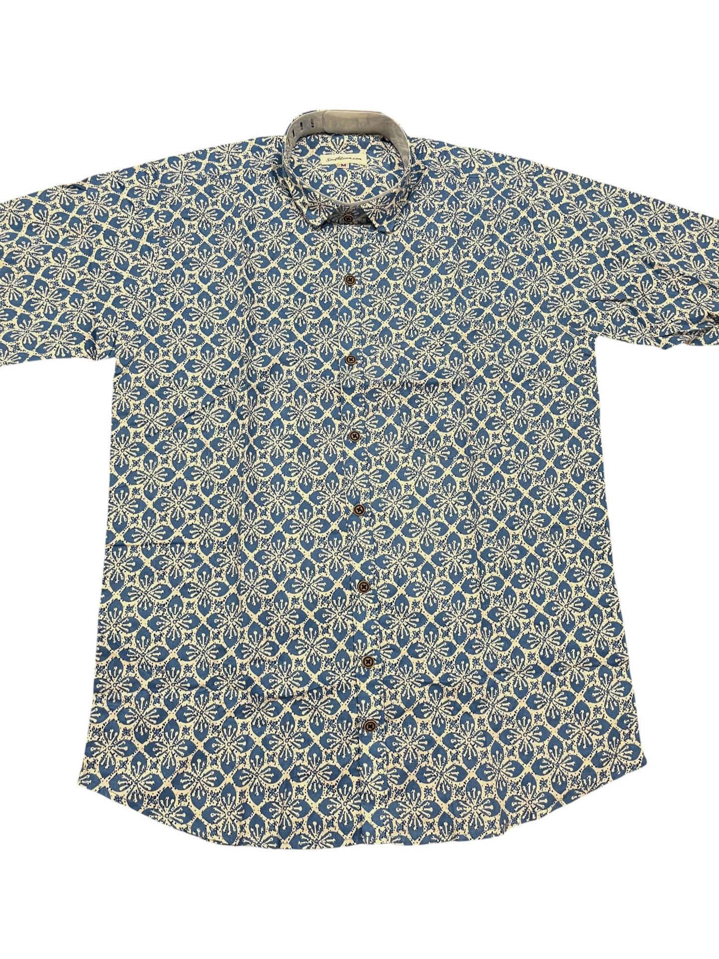 Southloom Jaipur Pure Cotton Block Printed Shirt for Men (Medium)