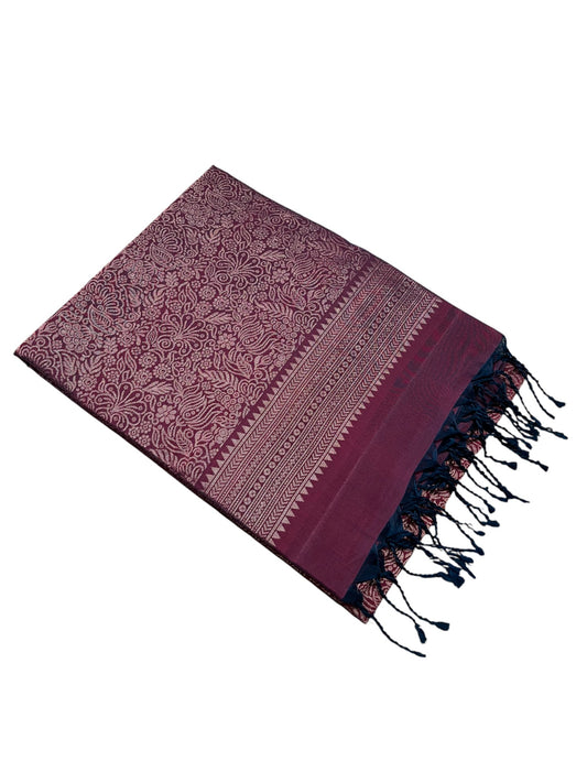 Southloom Pure Handloom Bridal Kanchipuram Silk Saree with Korvai Work (Purple)