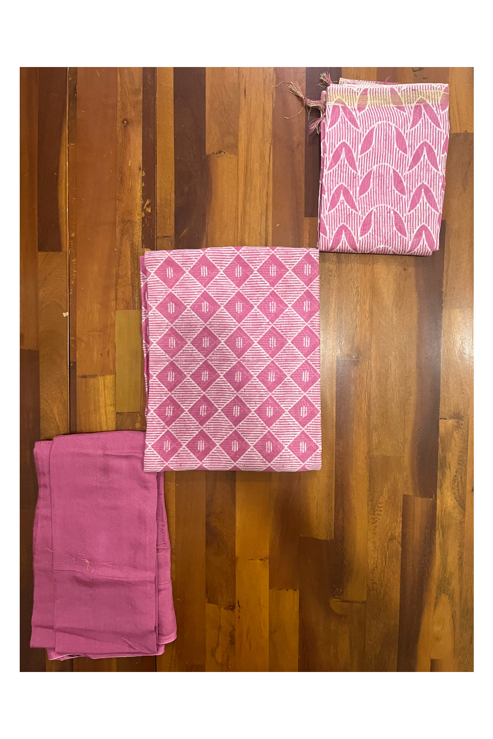 Southloom™ Cotton Pink Churidar Salwar Suit Material with Printed Designs