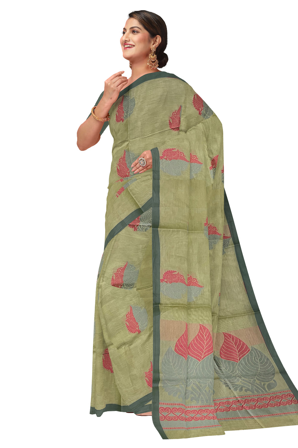 Southloom Green Cotton Saree with Woven Designs