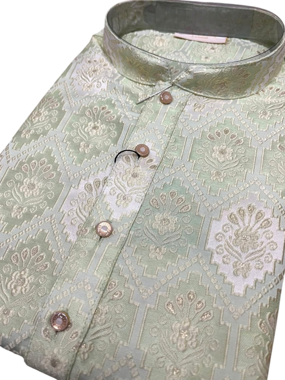 Southloom Green woven Semi Silk Short Kurta for Men SL590