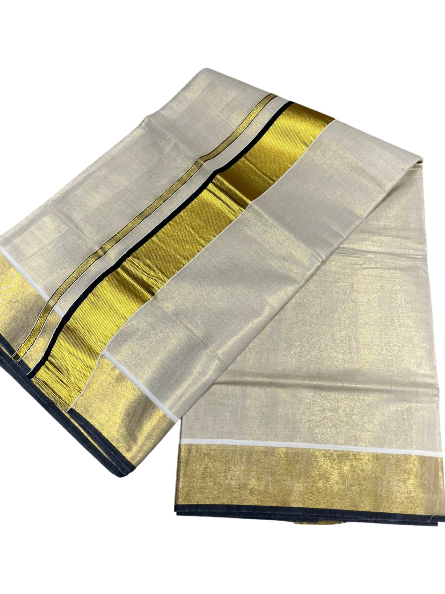 Southloom Kerala Tissue Kasavu Plain Saree With Black Border
