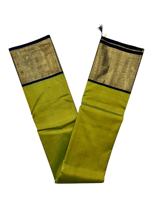 Southloom Premium Bridal Handloom Kanchipuram Silk Saree With Korvai Works (Green)