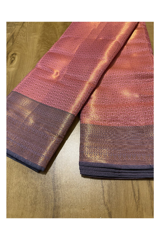 Southloom Premium Semi Silk Zari Work Brocade Saree in Pink Bridal with Matching Pallu (Kanchipuram Pattu Saree)