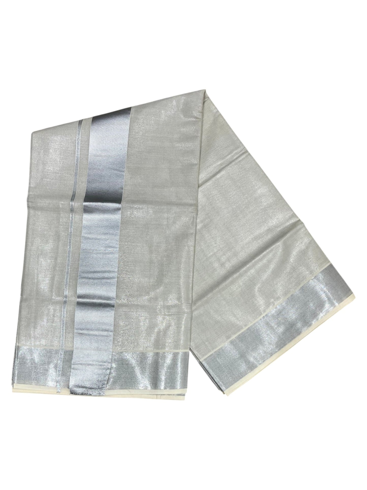 Southloom Kerala Tissue Silver Kasavu Saree