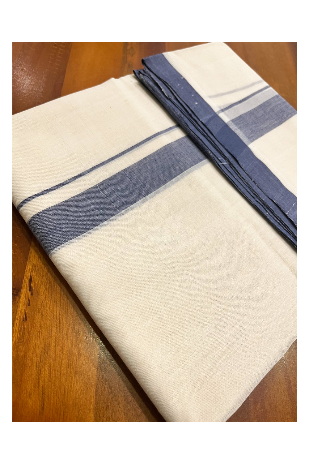 Premium Balaramapuram Handloom Unakkupaavu Cotton Double Mundu with Grey Border