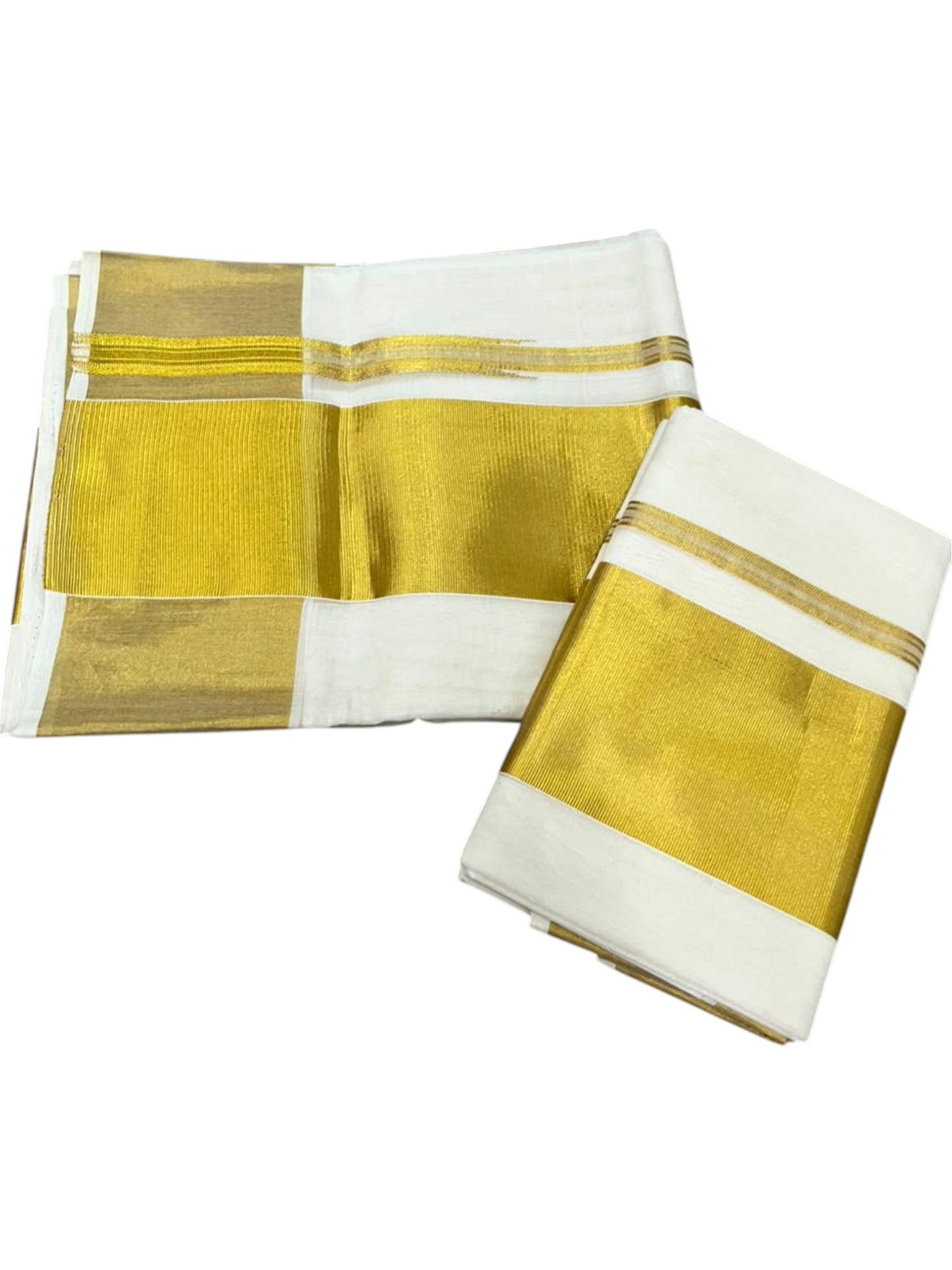 Southloom Premium Cotton Handloom Set Mundu with Chuttikara Kasavu And 4 Inch Golden Border (2.80 Mtr)