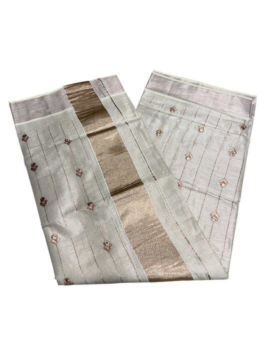 Southloom Antique Gold Tissue Saree with Embroidery Work