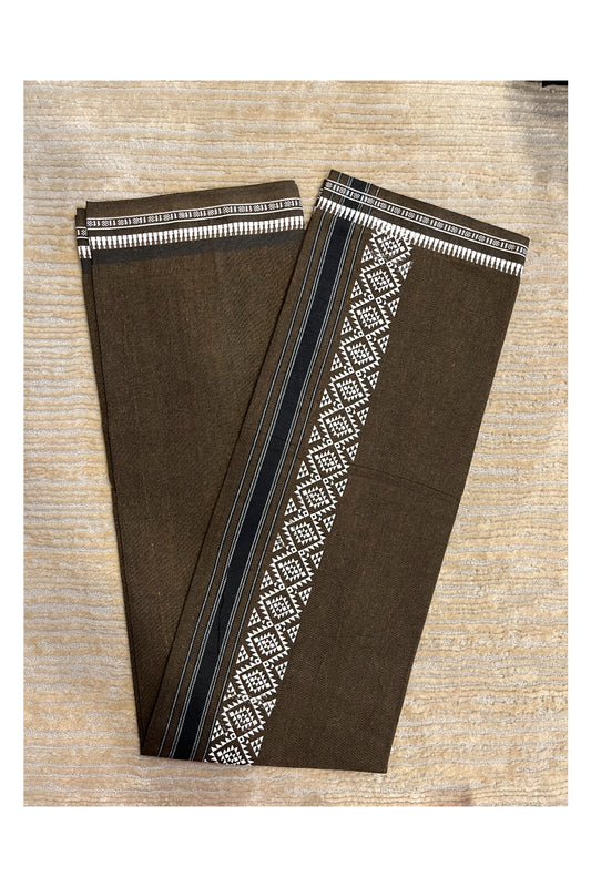 Southloom Brown Printed Single Mundu / Otta Mundu / Lungi (South Indian Kerala Dhoti)