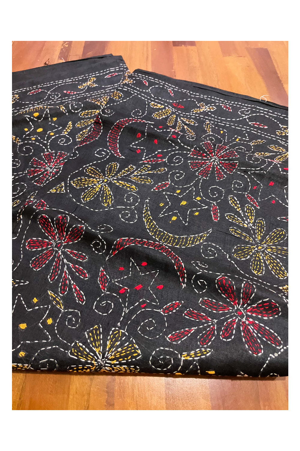 Southloom Kantha Thread Work Designer Black Saree