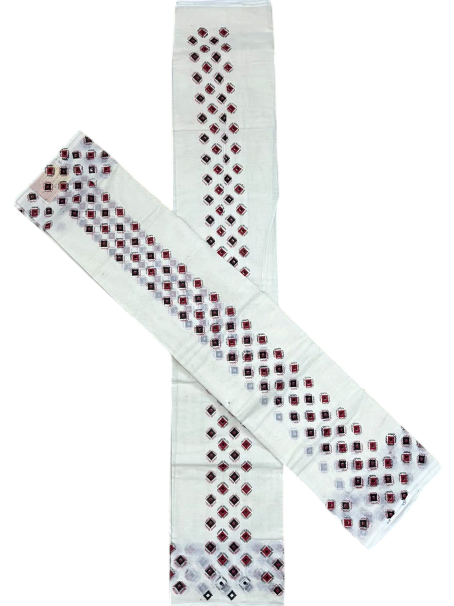 Southloom Kerala Pure Cotton Set Mundu Single (Mundum Neriyathum) with Digital Prints on Black & Red Border in 2.80 Mtrs SL570