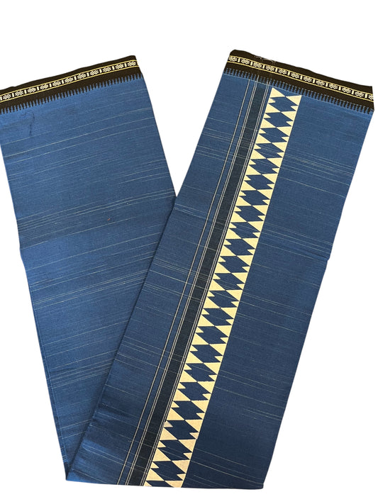 Southloom Blue Printed Single Mundu / Otta Mundu / Lungi (South Indian Kerala Dhoti)