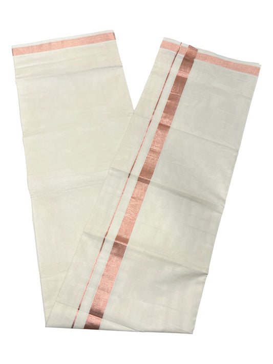 Southloom Pure Cotton  Double Mundu With Rose Golden  Border (South Indian Kerala Dhoti)