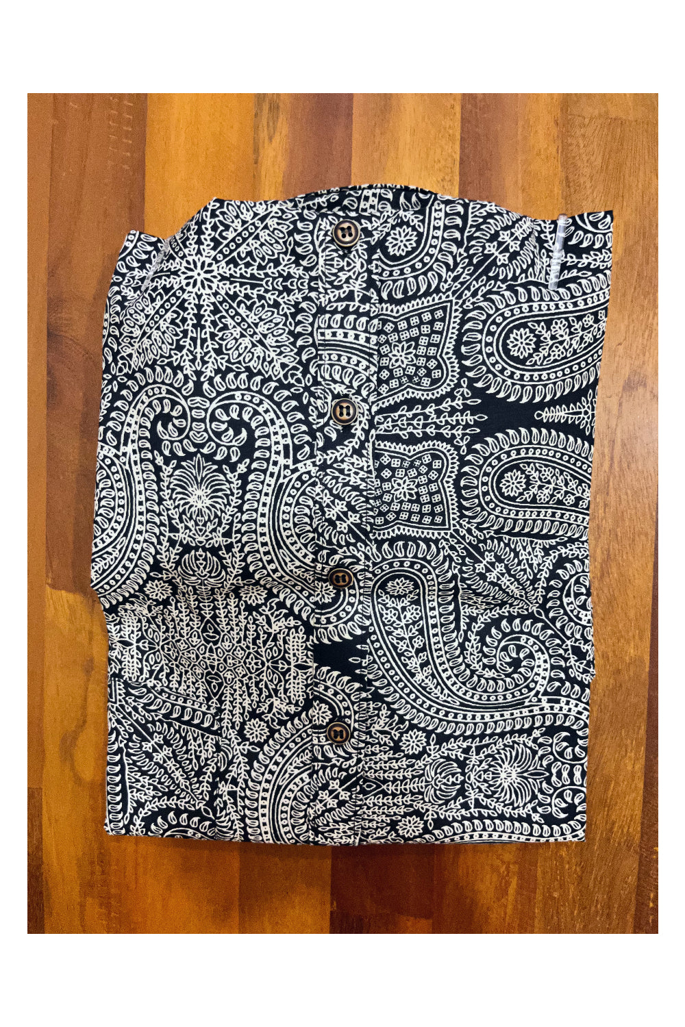 Southloom Jaipur Cotton Black White Hand Block Printed Shirt (Half Sleeves)