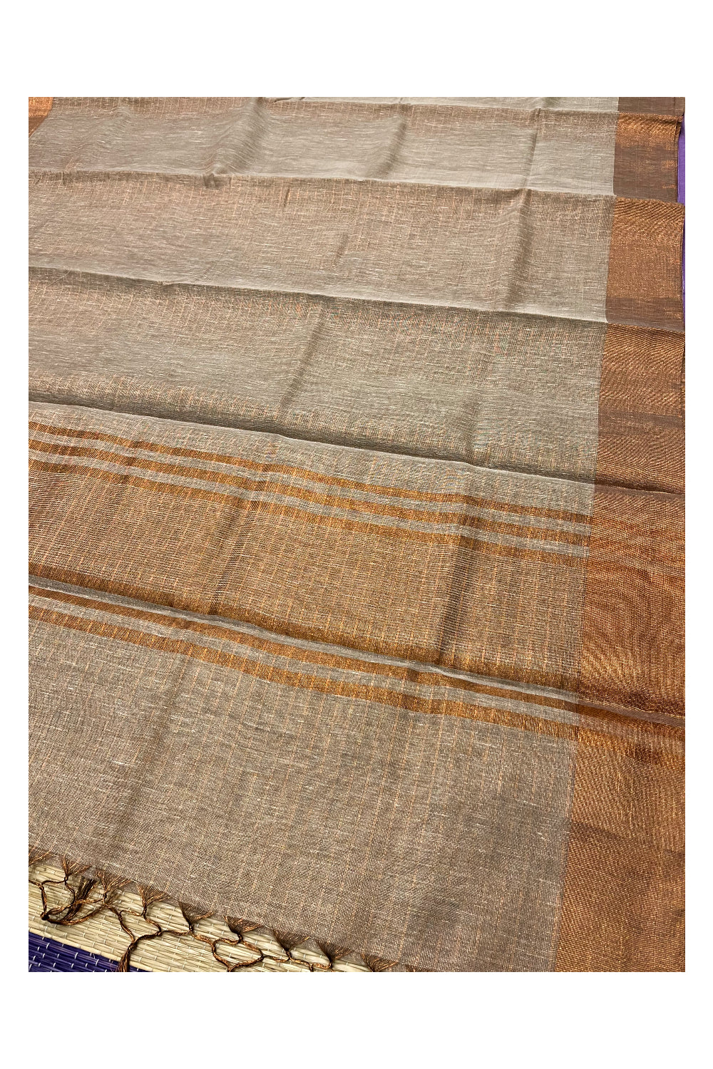 Southloom Light Brown Tissue  Saree with Blouse Piece