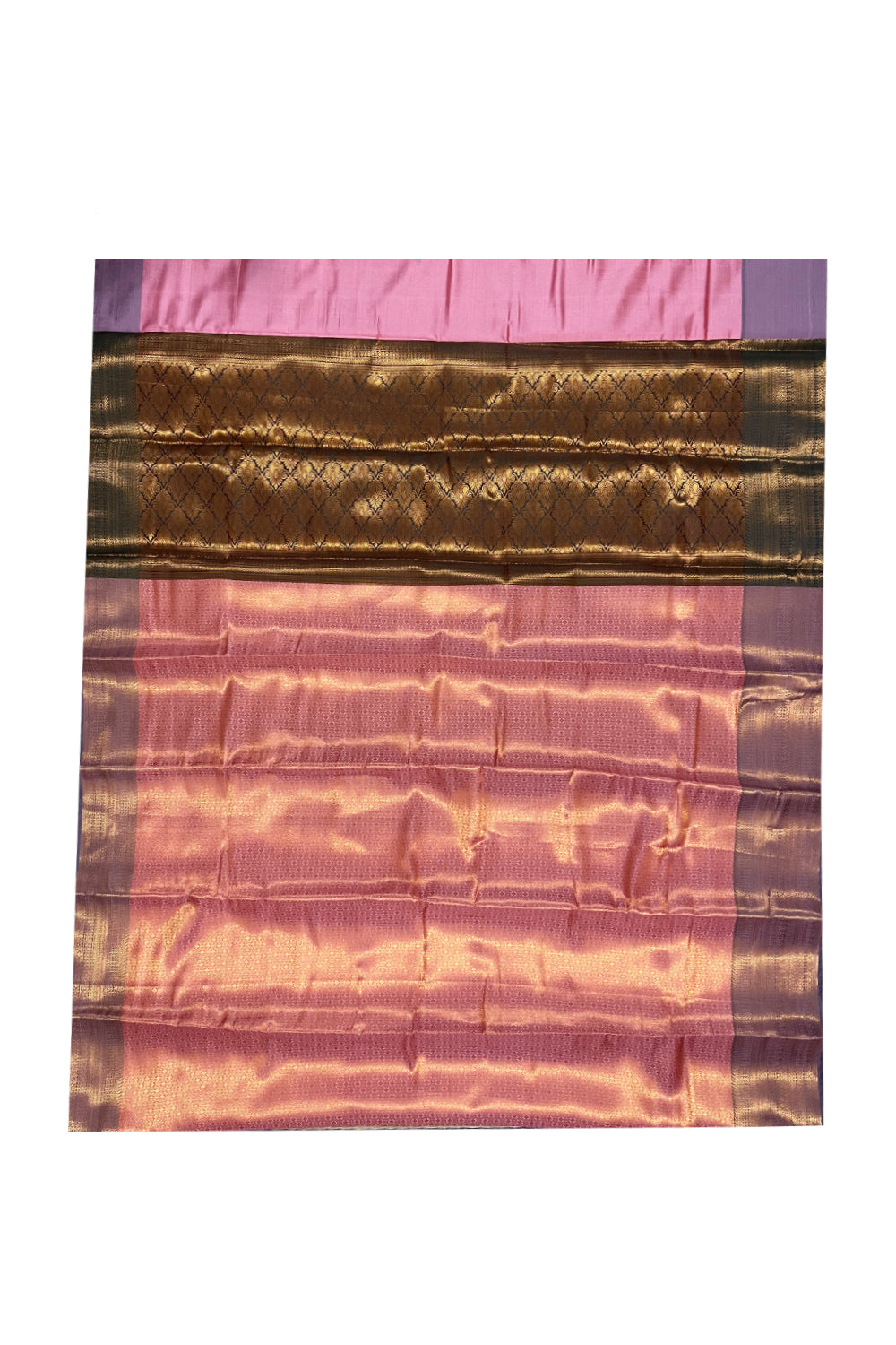 Southloom Premium Semi Silk Zari Work Brocade Saree in Pink Bridal with Matching Pallu (Kanchipuram Pattu Saree)