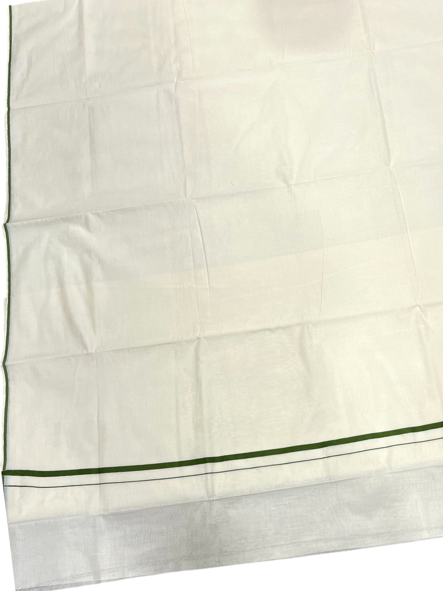 Southloom Kerala Cotton Plain Saree with Olive Green Puliyilakkara Border