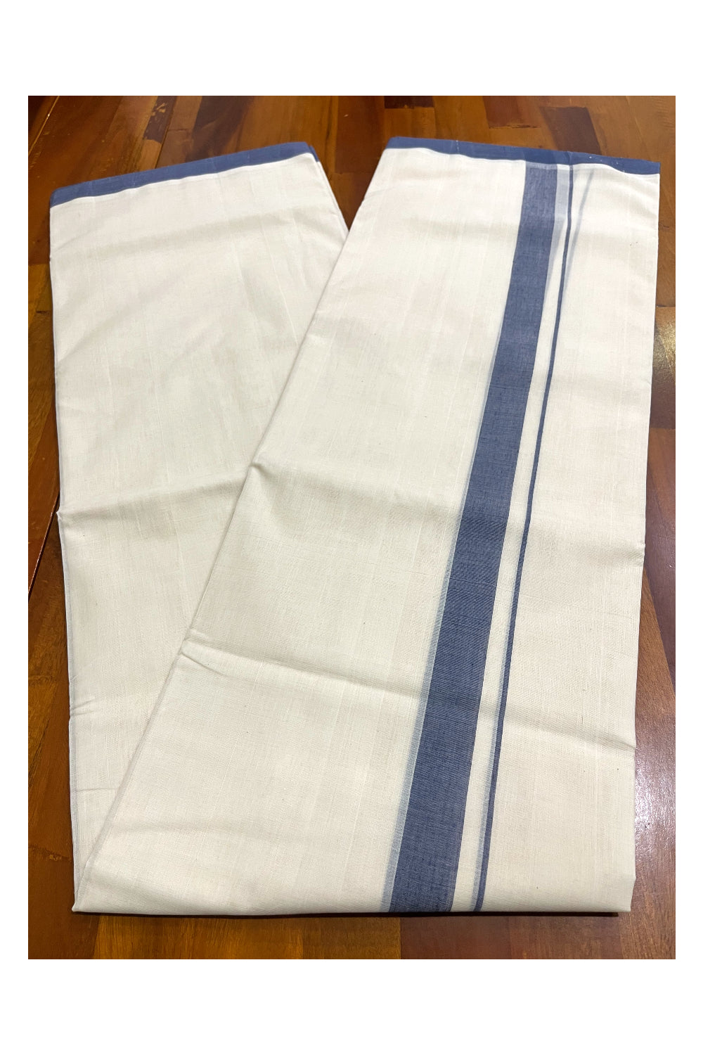 Premium Balaramapuram Handloom Unakkupaavu Cotton Double Mundu with Grey Border