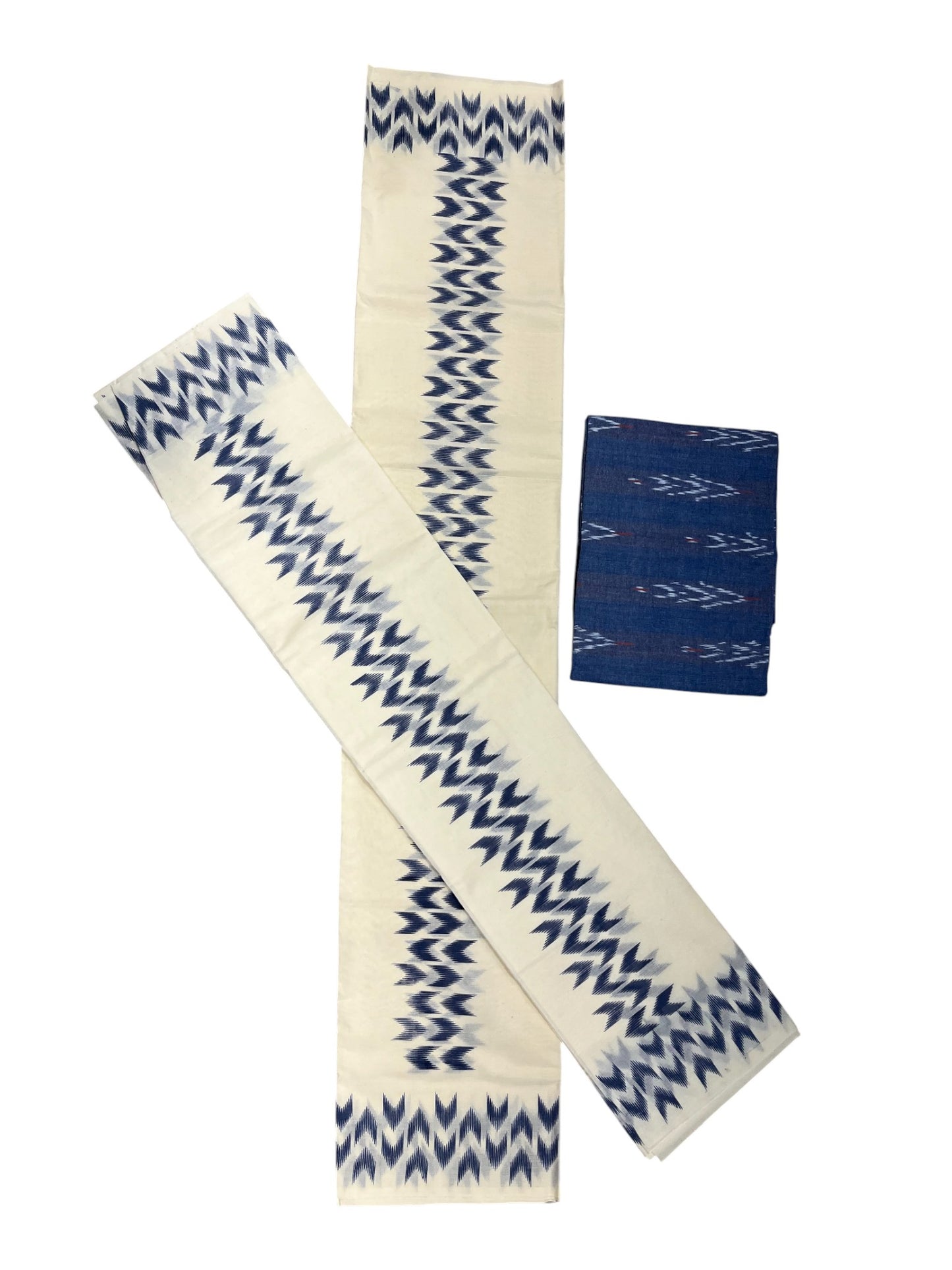 Southloom Ikat Design Blue Printed Set Mundu with Blouse Piece 2.80Mtrs