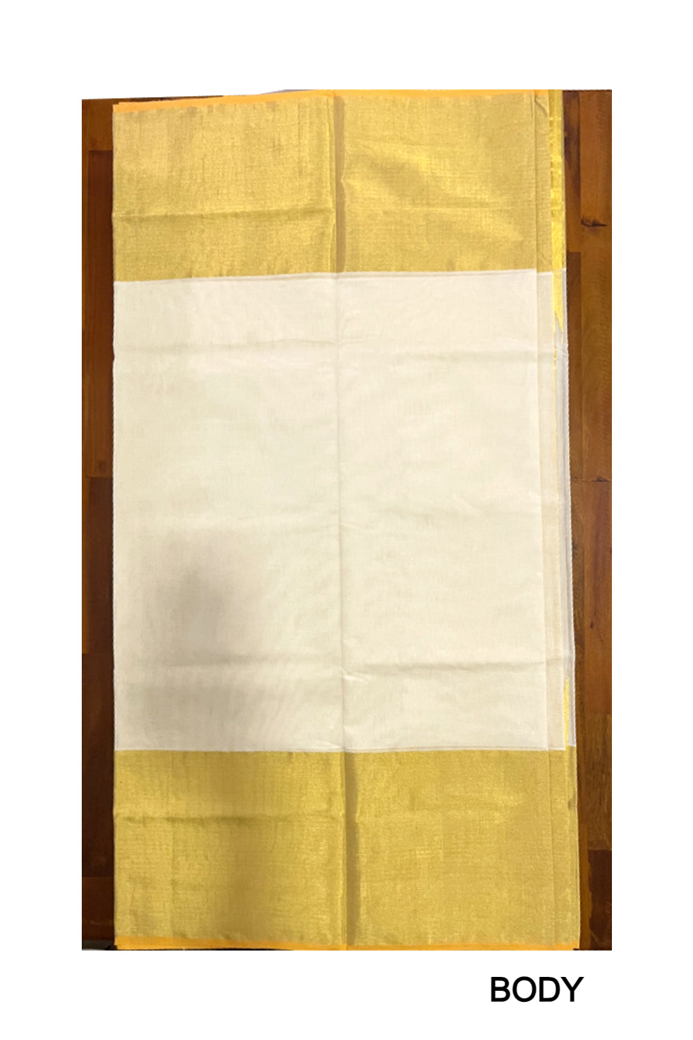 Southloom Premium Handloom Plain Kasavu Saree with 24 inch Mega Pallu