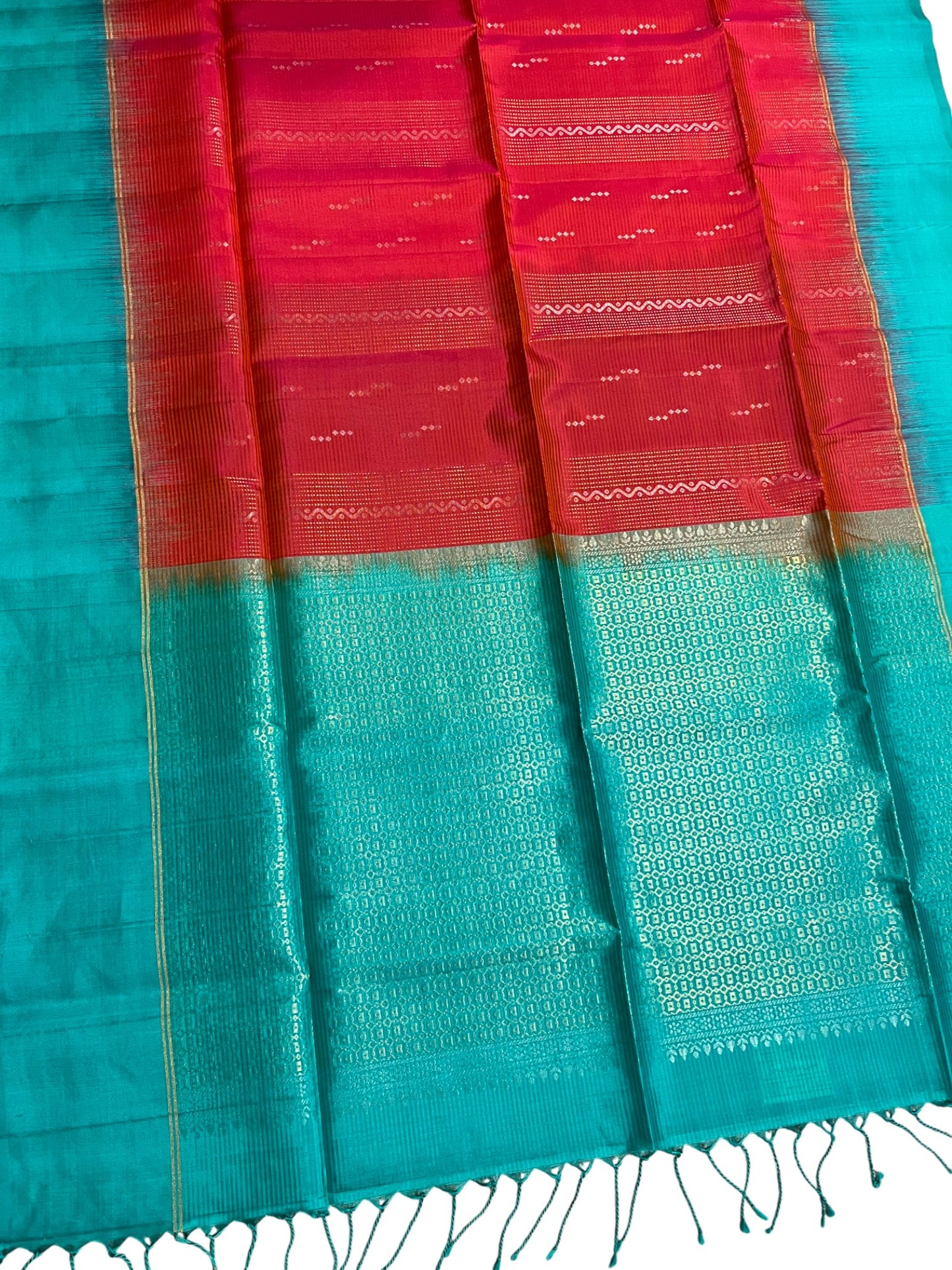 Southloom Pure Handloom Bridal Kanchipuram Silk Saree with Korvai Work