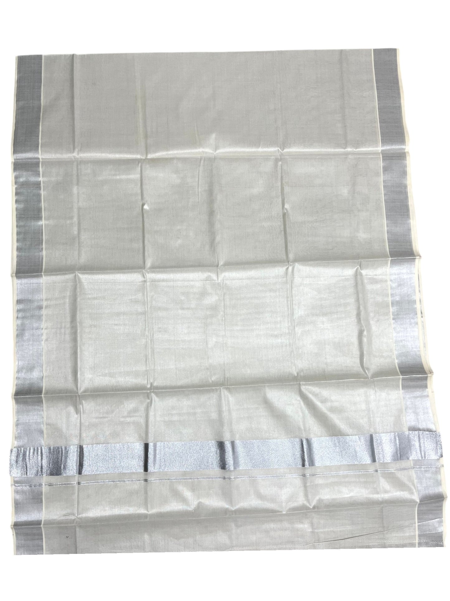 Southloom Kerala Tissue Silver Kasavu Saree