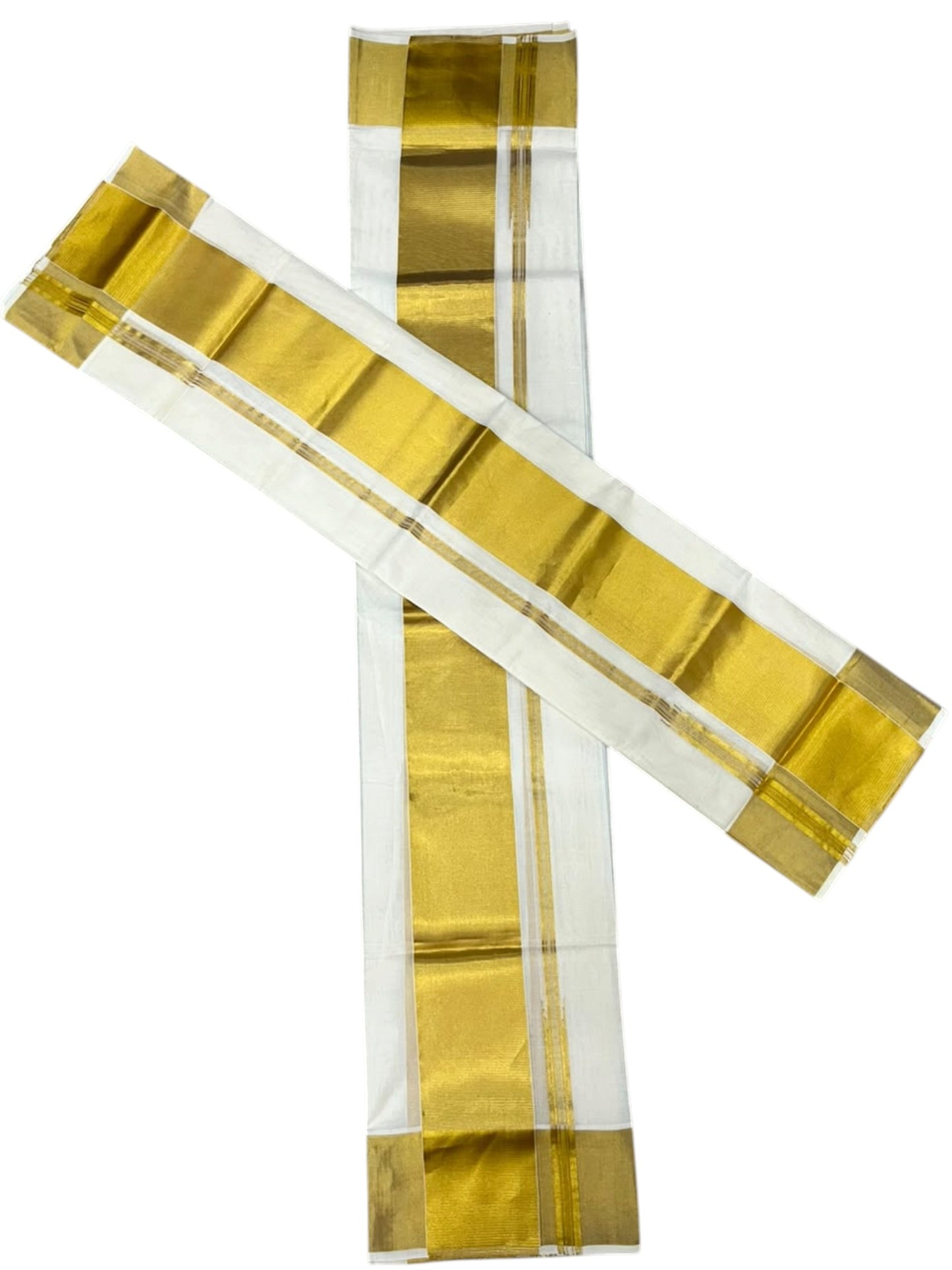Southloom Premium Cotton Handloom Set Mundu with Chuttikara Kasavu And 4 Inch Golden Border (2.80 Mtr)