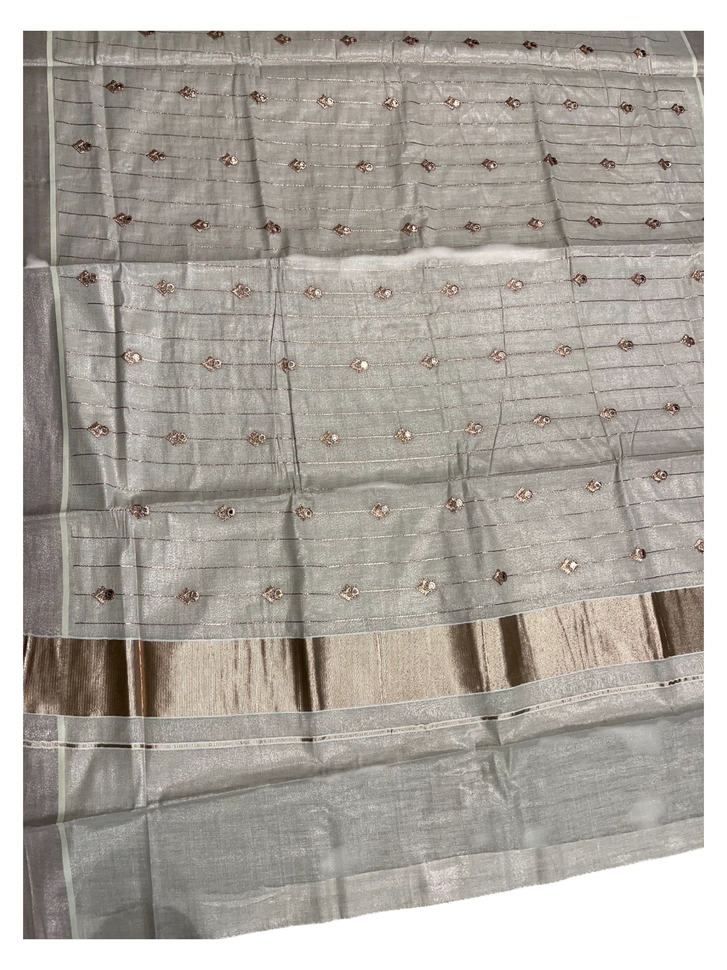 Southloom Antique Gold Tissue Saree with Embroidery Work