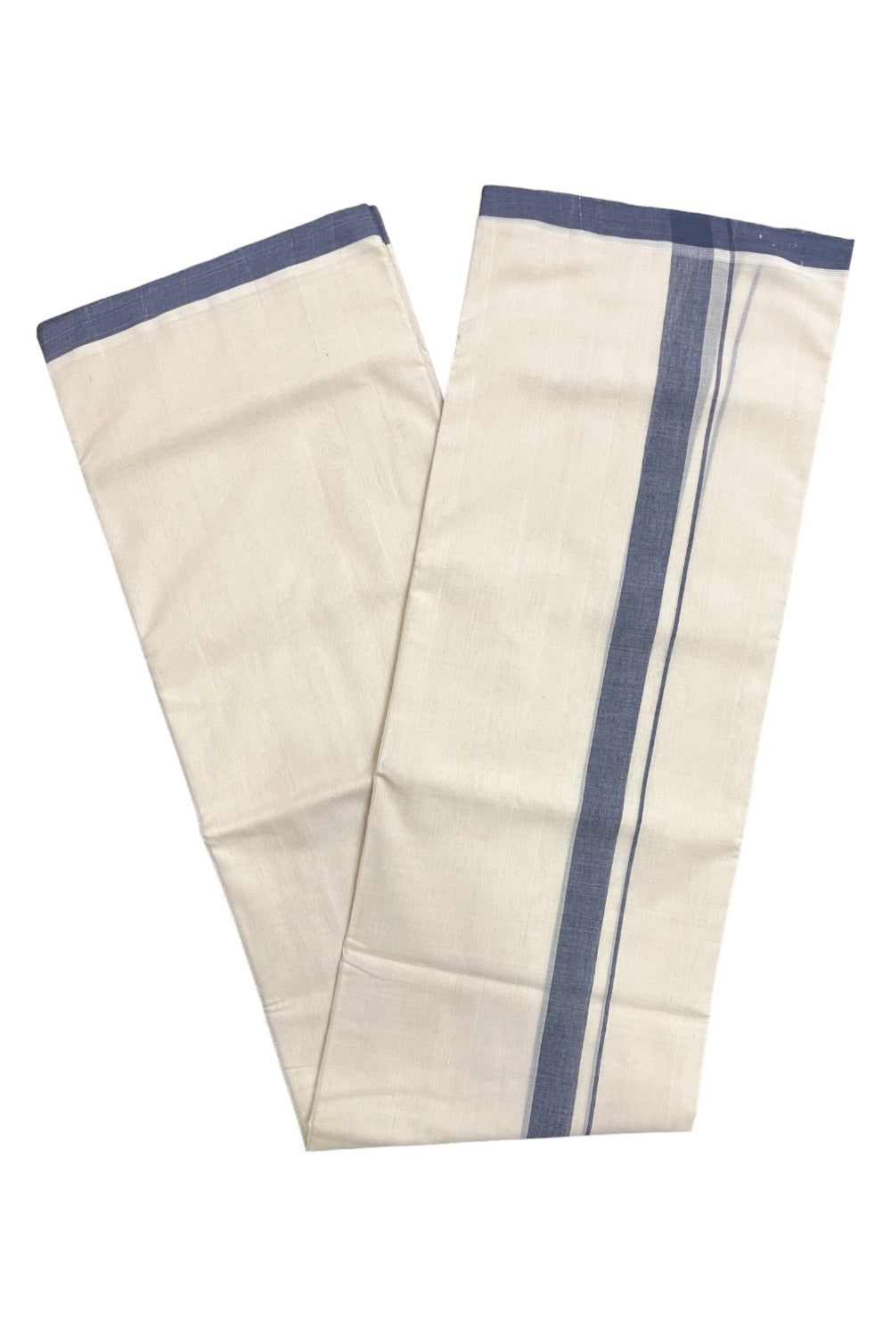 Premium Balaramapuram Handloom Unakkupaavu Cotton Double Mundu with Grey Border