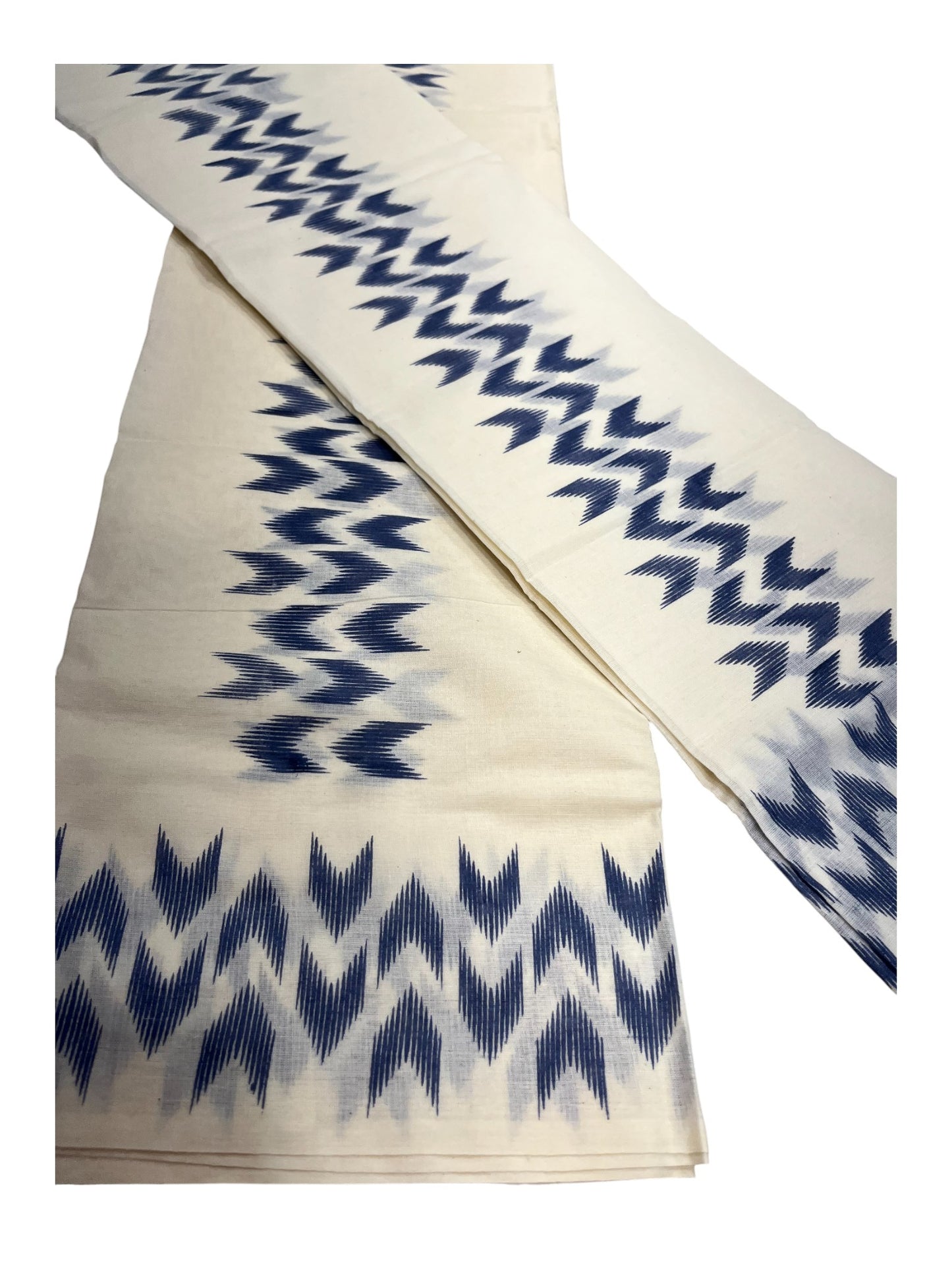 Southloom Ikat Design Blue Printed Set Mundu with Blouse Piece 2.80Mtrs