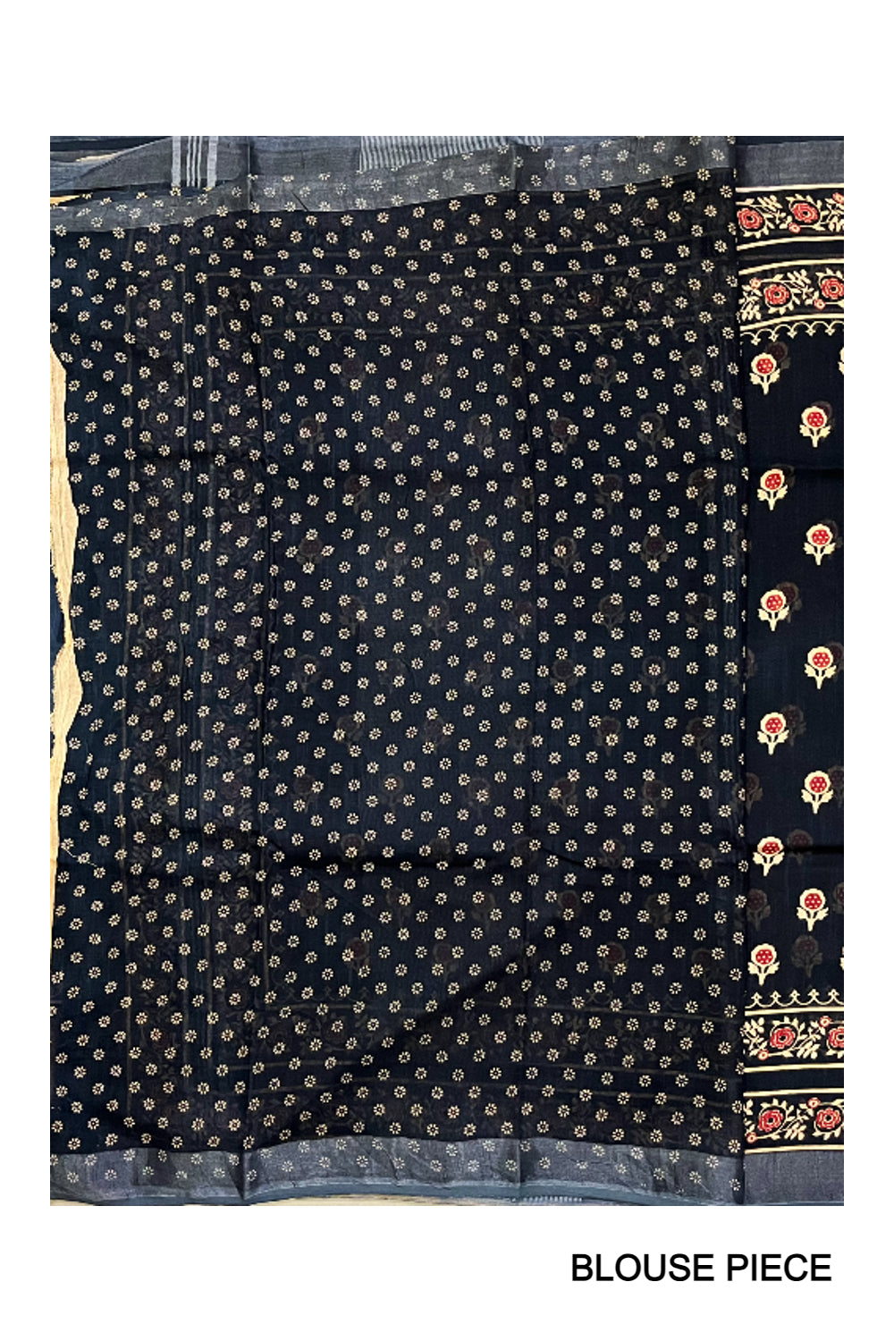 Southloom Linen Black Designer Saree with Floral Prints on Body