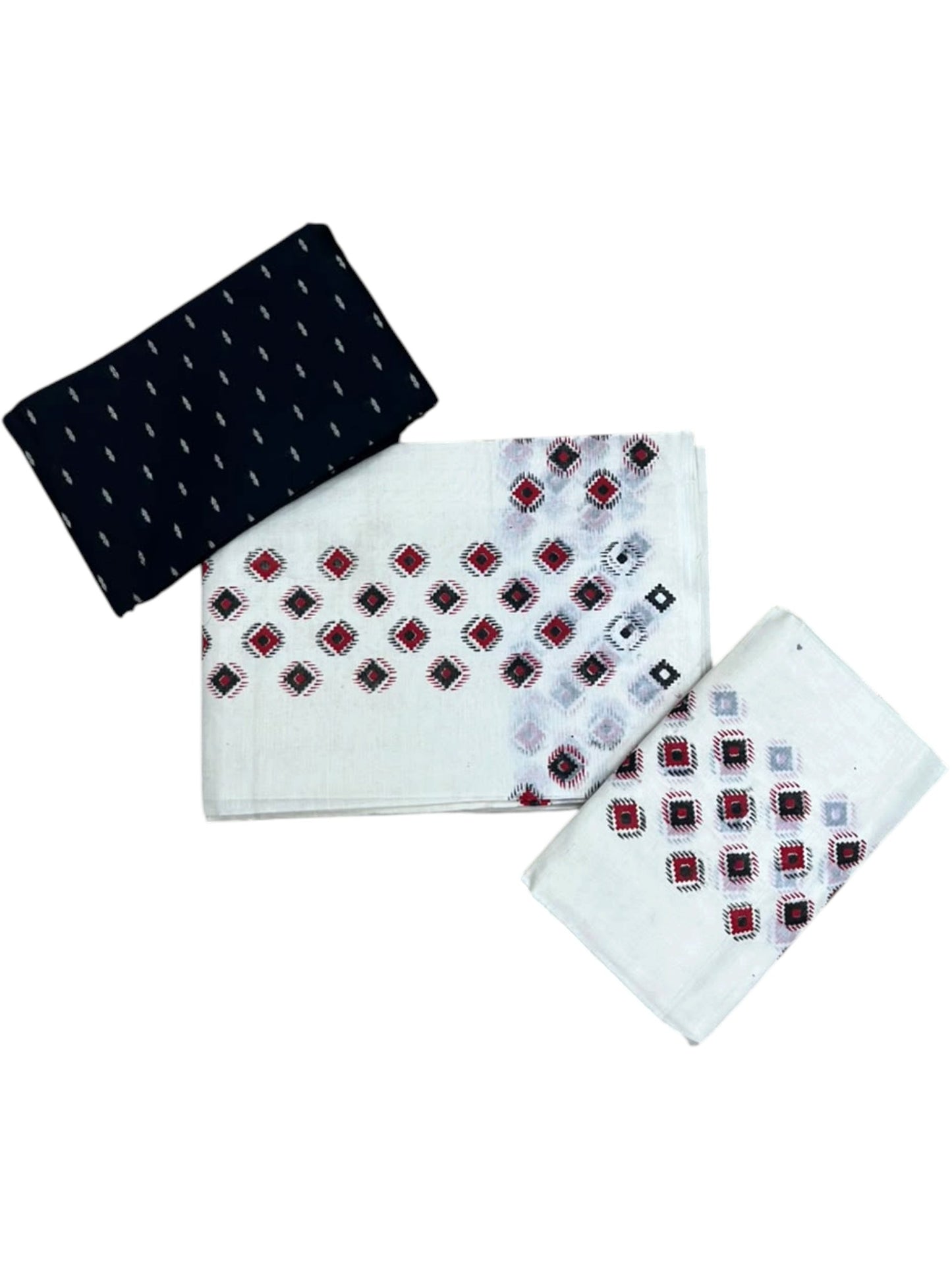 Southloom Kerala Pure Cotton Set Mundu Single (Mundum Neriyathum) with Digital Prints on Black & Red Border in 2.80 Mtrs SL570