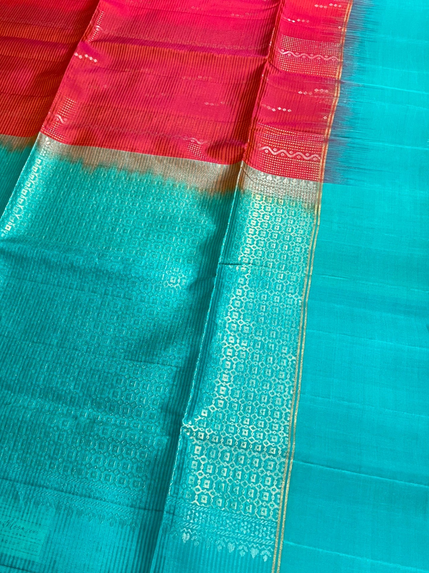 Southloom Pure Handloom Bridal Kanchipuram Silk Saree with Korvai Work