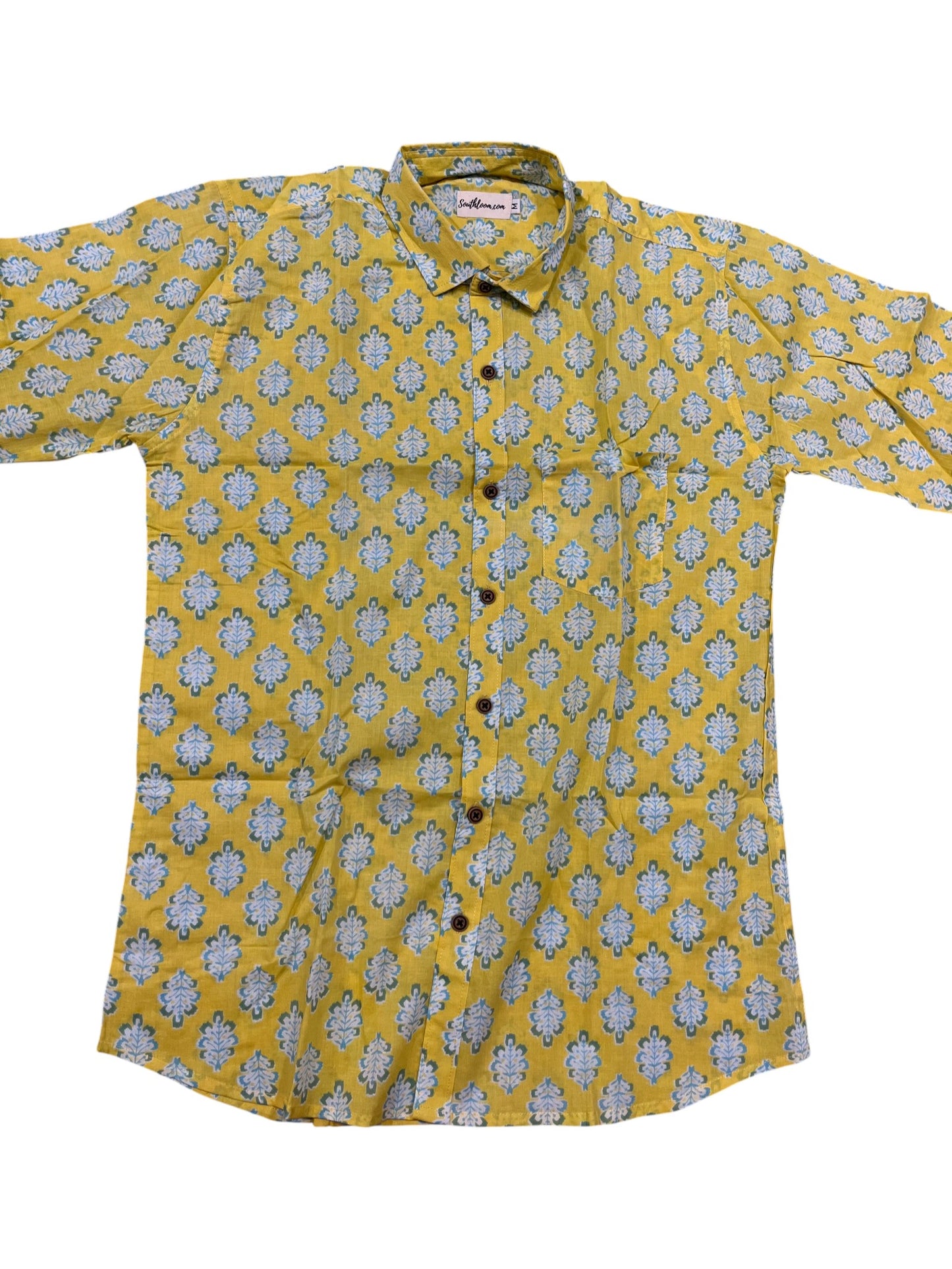 Southloom Jaipur Pure Cotton Block Printed Shirt for Men (Medium)