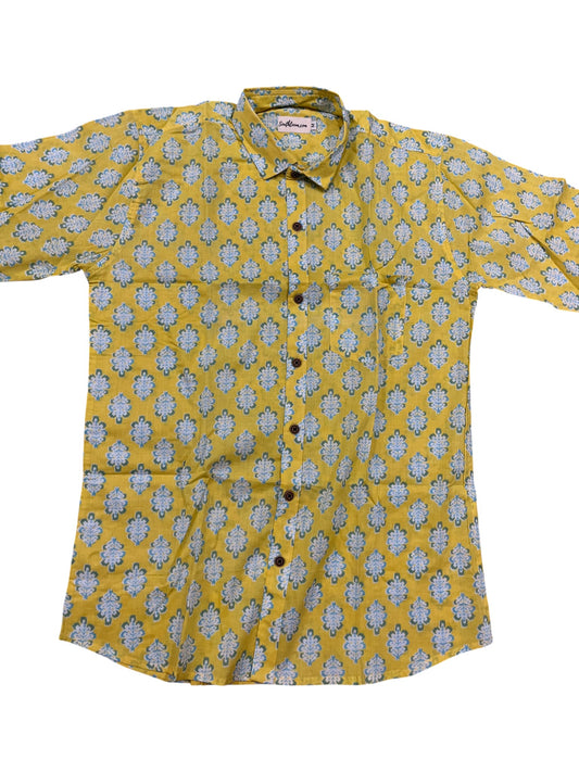 Southloom Jaipur Pure Cotton Block Printed Shirt for Men (Medium)