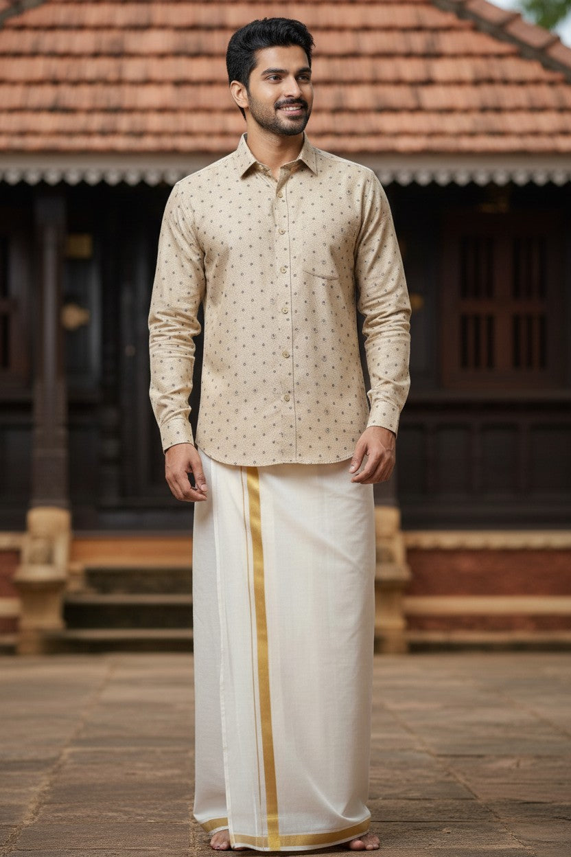 Pure Cotton Yellow Printed Shirt SLSHIRT 46 FS