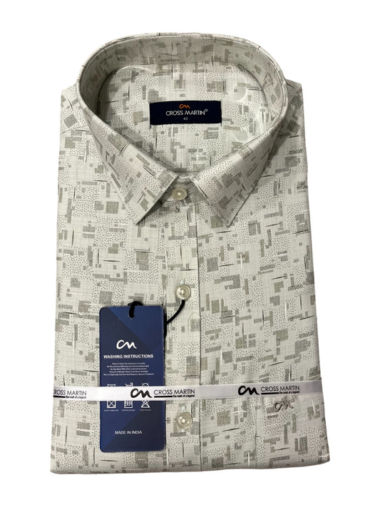 Southloom Pure Cotton Gray Printed Shirt (XL FS)