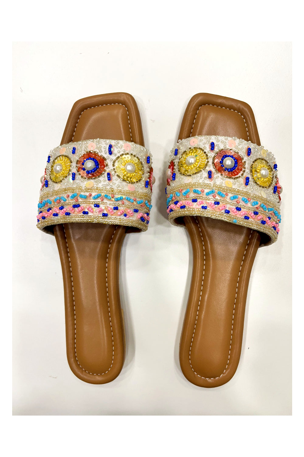 Southloom Jaipur Handmade Bead Work Open Toe Flat Sandals