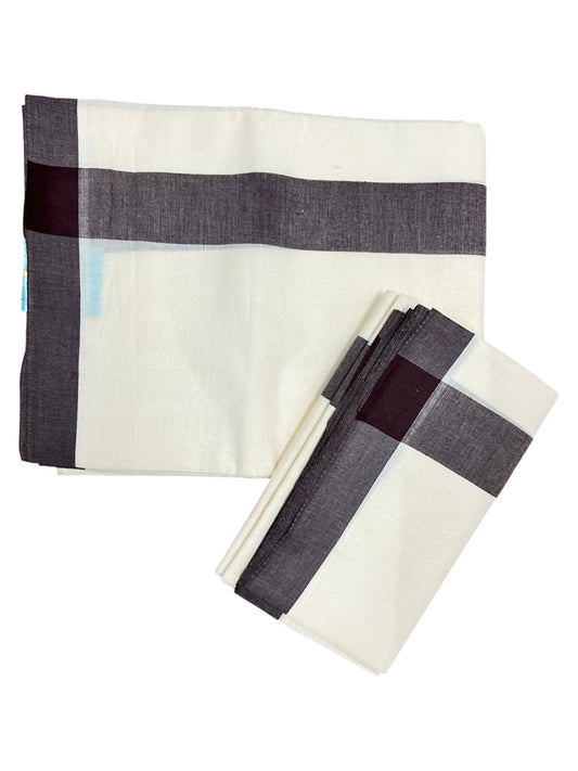 Southloom Pure Cotton Kerala Single Mulloth Set Mundu (Mundum Neriyathum) Brown Border in 2.80 mtrs SL270