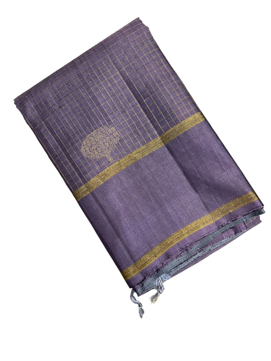 Southloom Pure Handloom Bridal Kanchipuram Silk Saree with Korvai Work (Lavander)