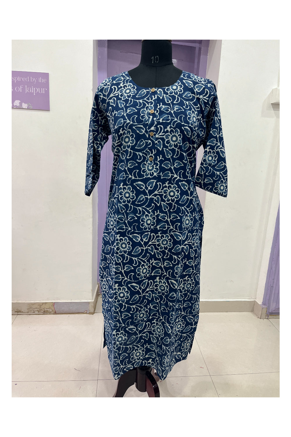 Southloom Jaipur Cotton Indigo Blue Printed Kurti