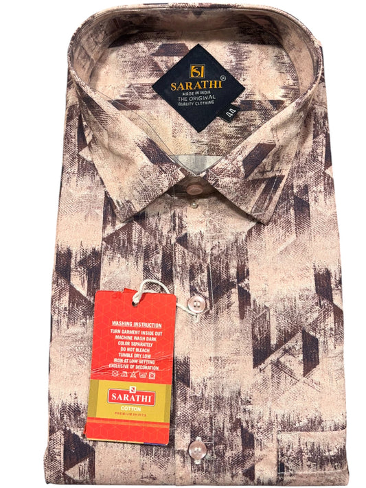 Southloom Pure Cotton Green Printed Shirt (40 FS)