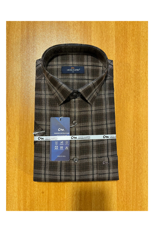 Pure Cotton Brown Check Shirt (42 HS)