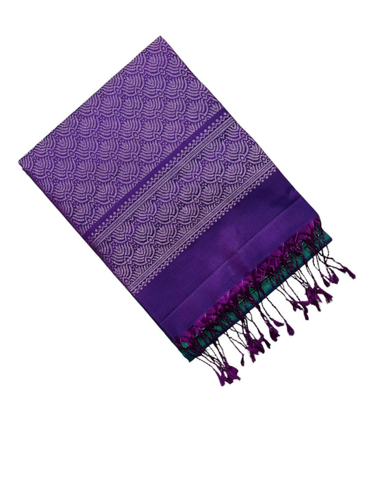 Southloom Pure Handloom Bridal Kanchipuram Silk Saree with Korvai Work (Green & Violet)